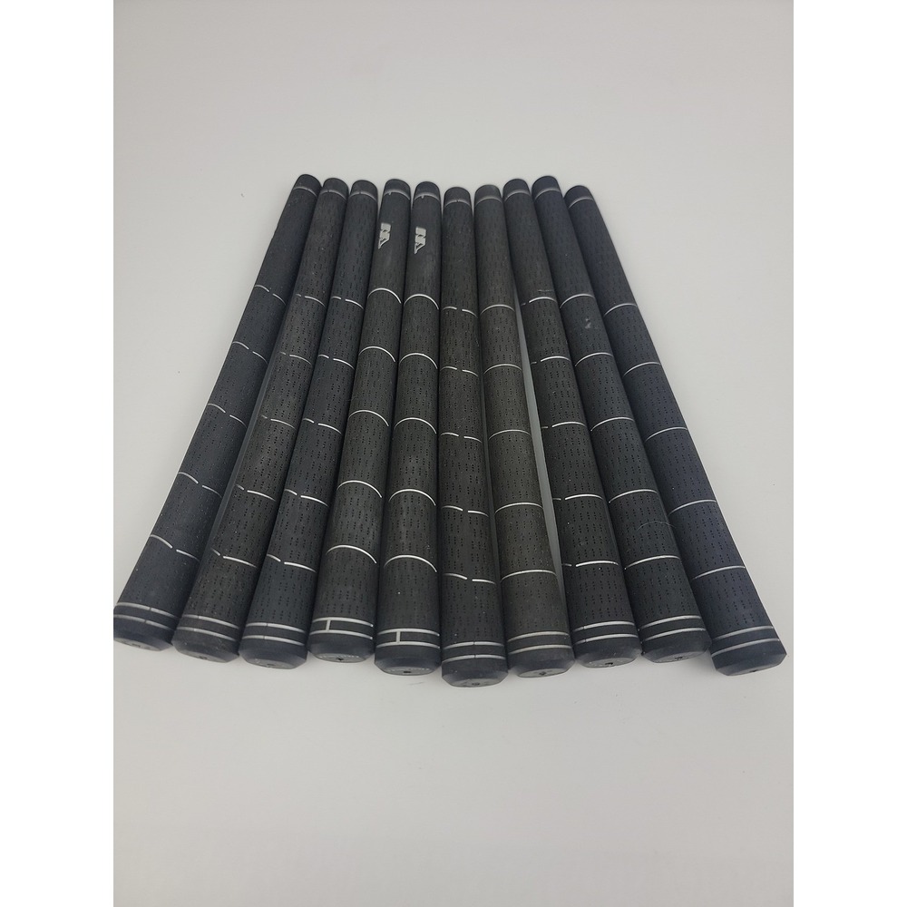 Wishon Golf Grips Set of 10 Black Perforated Rubber Spiral Line Pattern Standard
